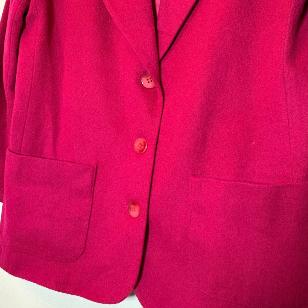 Vintage Hot Pink Wool Blend Blazer Pea Coat Women's‎ Size M Bright - Picture 2 of 6